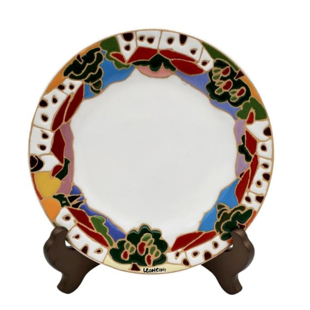 Leoncini Plate Colorful Tuscan Village Signed Hand Painted in Italy 8.5" Pottery